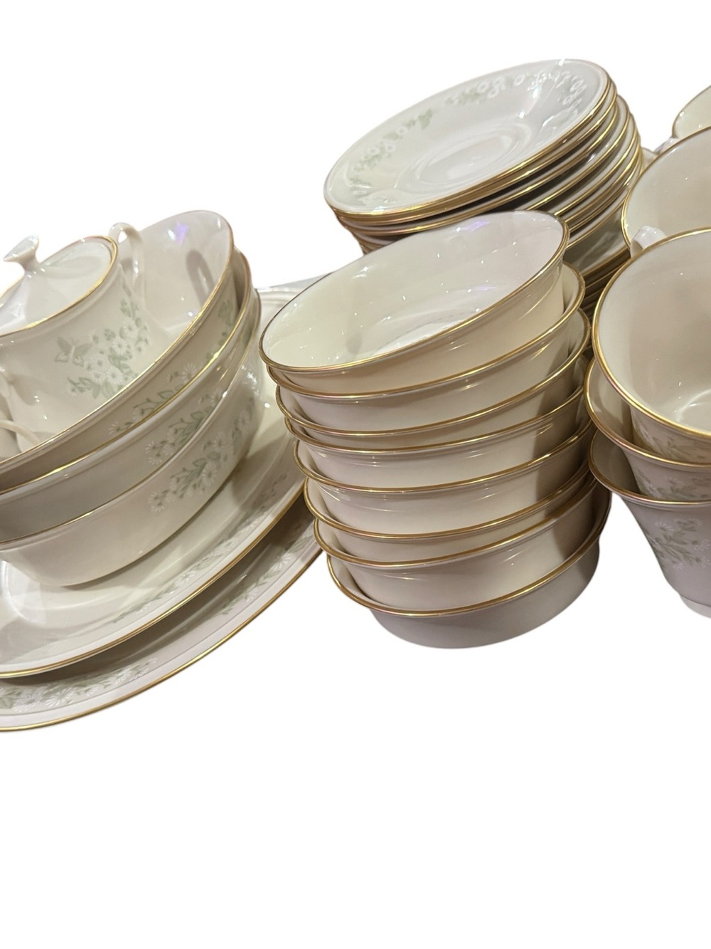 Set of  46 Lenox China L162 Special Gilded Daisy Butterfly.